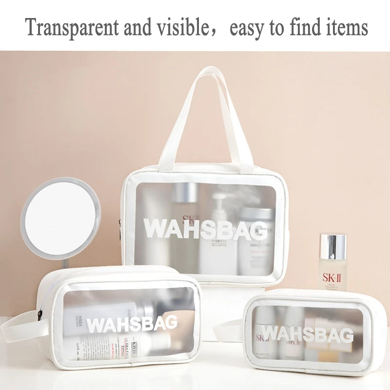 Trousse de toilette de voyage étanche en PVC pour femmes, trousse de maquillage transparente à fermeture éclair, trousse de toilette pour femmes