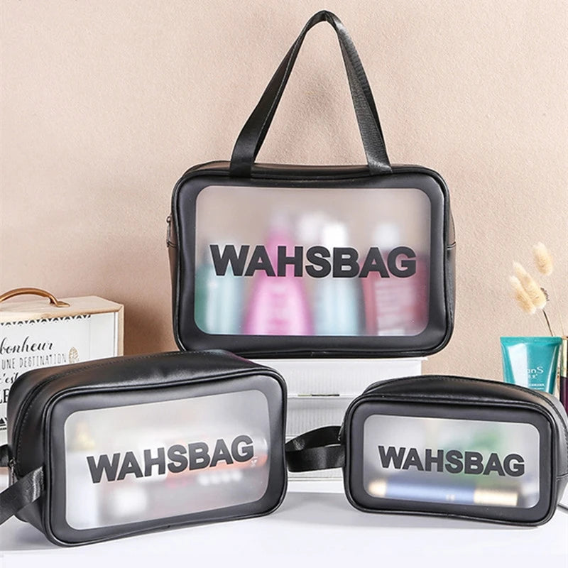 Trousse de toilette de voyage étanche en PVC pour femmes, trousse de maquillage transparente à fermeture éclair, trousse de toilette pour femmes