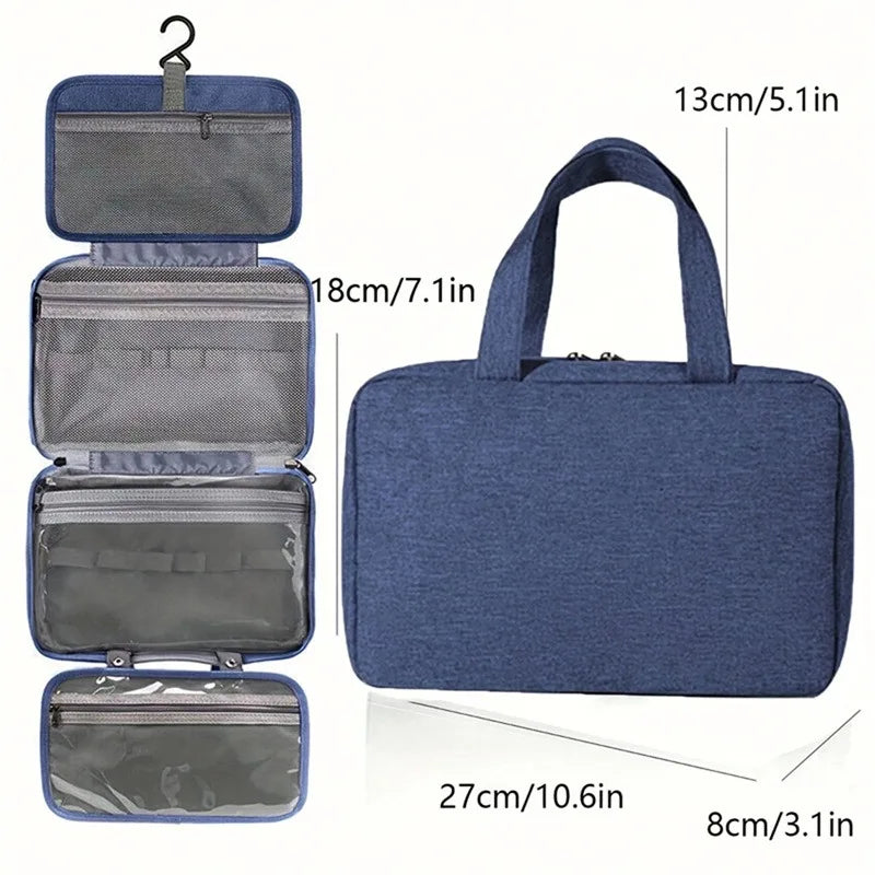 Trousse de toilette étanche avec crochet, grand sac à main pliable, rangement pour maquillage, cosmétiques, rasoir, fournitures de salle de bain