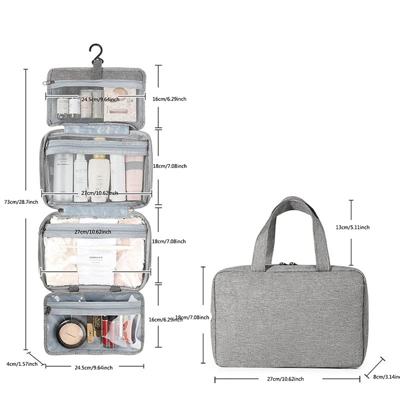 Trousse de toilette étanche avec crochet, grand sac à main pliable, rangement pour maquillage, cosmétiques, rasoir, fournitures de salle de bain