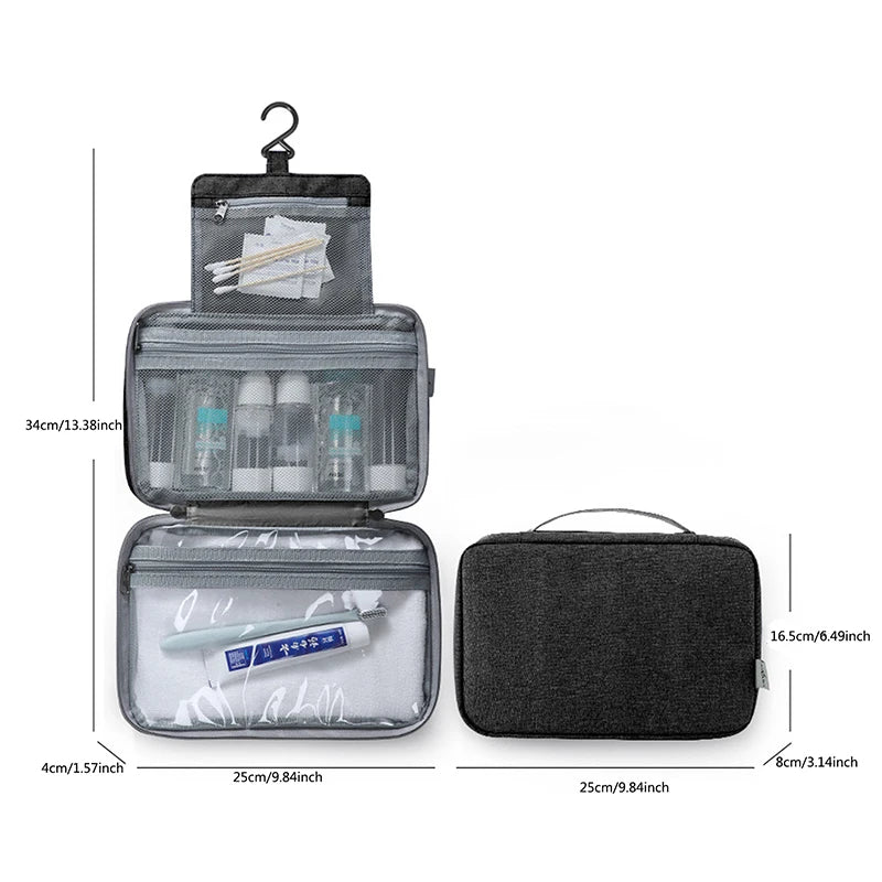 Trousse de toilette étanche avec crochet, grand sac à main pliable, rangement pour maquillage, cosmétiques, rasoir, fournitures de salle de bain