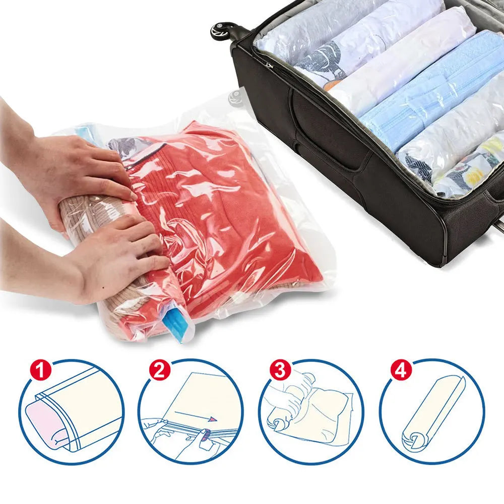 Sacs de compression de voyage enroulables pour vêtements, bagages, sacs gain de place pour l'emballage des valises