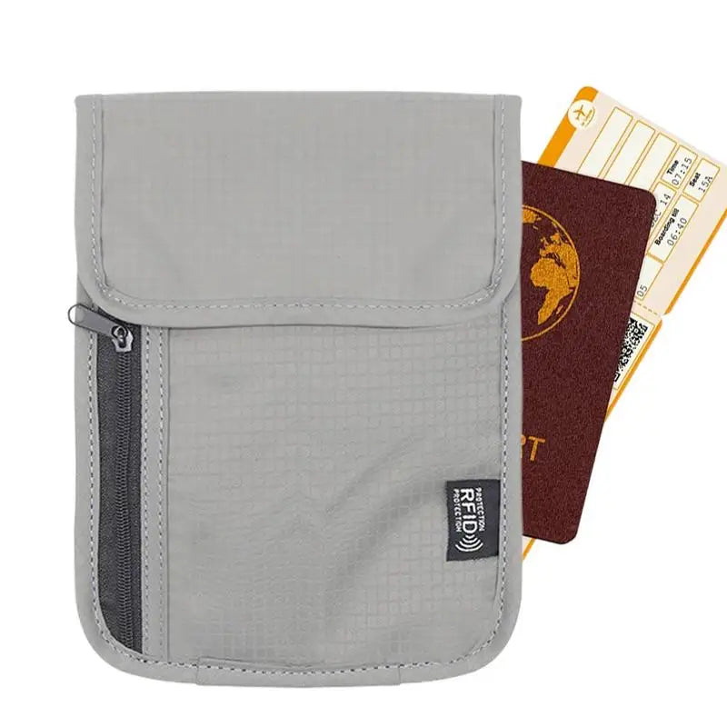 Porte-documents de voyage, pochette tour de cou bloquant les RFID, porte-cartes, sac anti-pickpocket avec sangle tour de cou réglable pour passeport