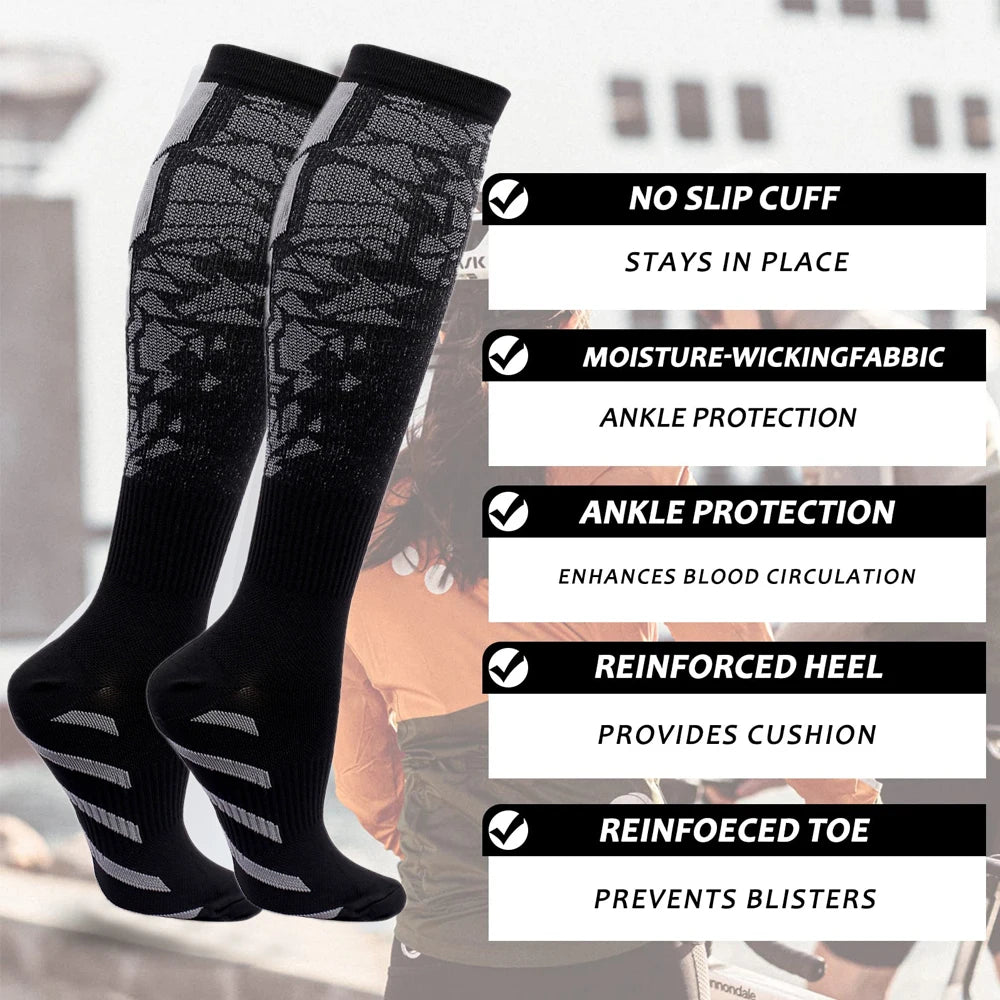 1 paire de chaussettes de compression pour le sport, pour femmes et hommes – Chaussettes de soutien pour les mollets, pour la course, les infirmières, les vols, la grossesse, la circulation, le sport