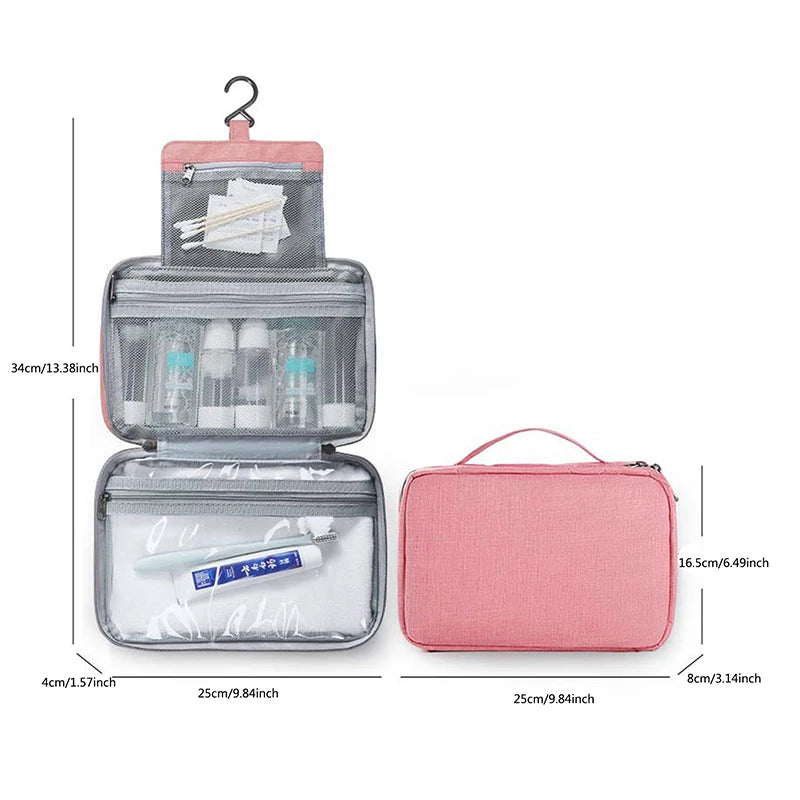 Trousse de toilette étanche avec crochet, grand sac à main pliable, rangement pour maquillage, cosmétiques, rasoir, fournitures de salle de bain