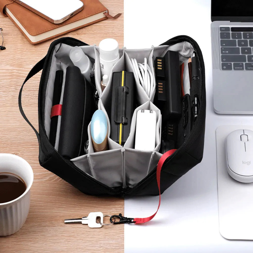 Sac de rangement pour câbles, compartiments multiples, résistant à l'eau, pochette de rangement pour câbles de voyage, sac pour essentiels de voyage en avion