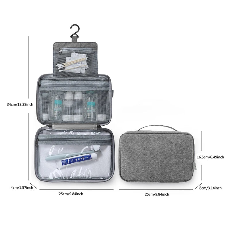 Trousse de toilette étanche avec crochet, grand sac à main pliable, rangement pour maquillage, cosmétiques, rasoir, fournitures de salle de bain