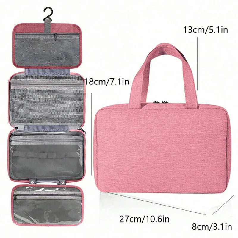 Trousse de toilette étanche avec crochet, grand sac à main pliable, rangement pour maquillage, cosmétiques, rasoir, fournitures de salle de bain