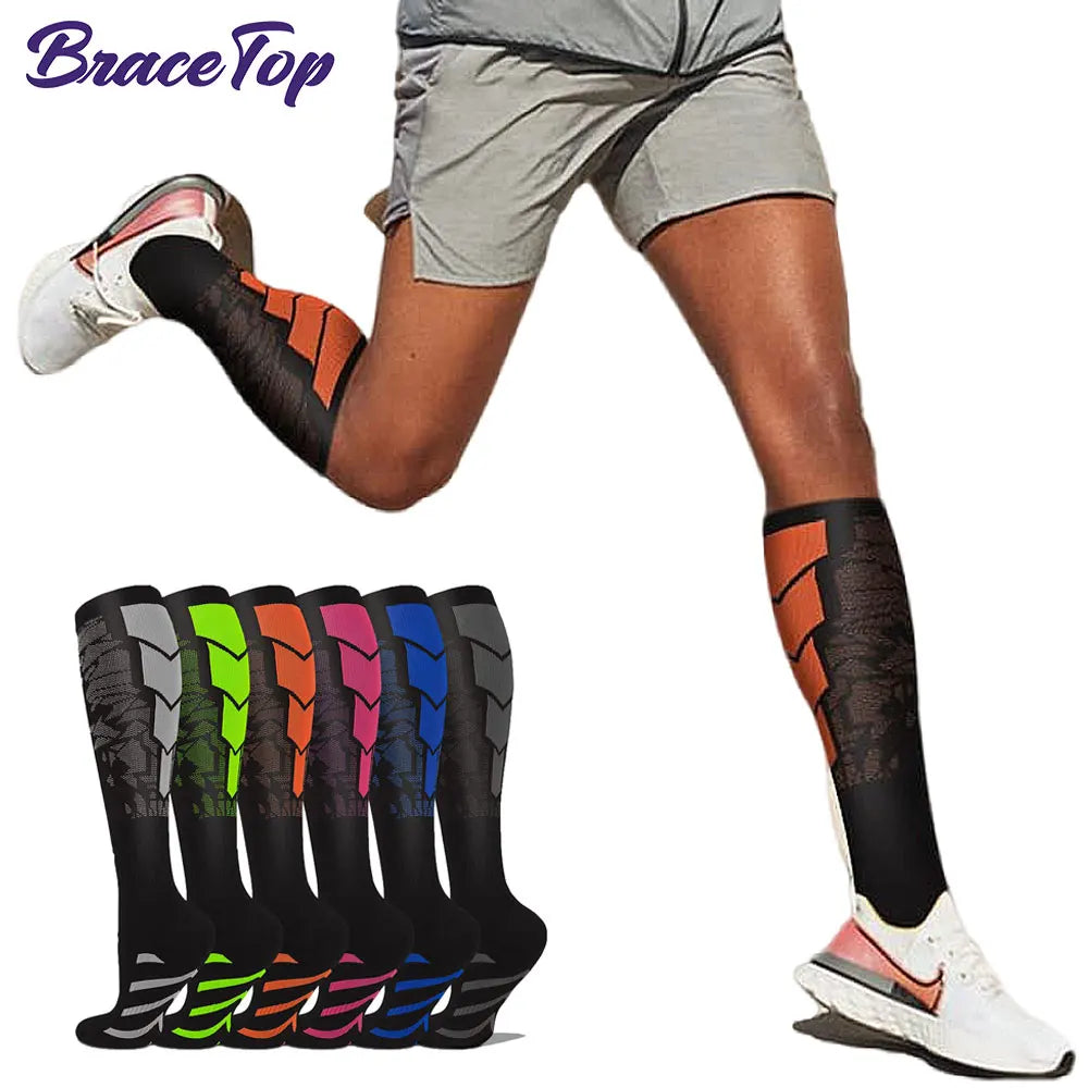 1 paire de chaussettes de compression pour le sport, pour femmes et hommes – Chaussettes de soutien pour les mollets, pour la course, les infirmières, les vols, la grossesse, la circulation, le sport