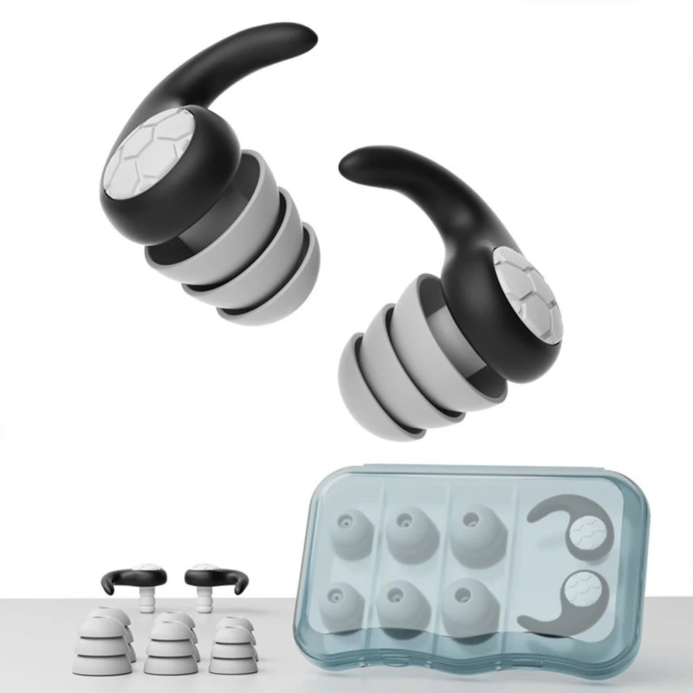 Bouchons d'oreilles anti-bruit à 3 couches, en silicone, lavables, pour la douche