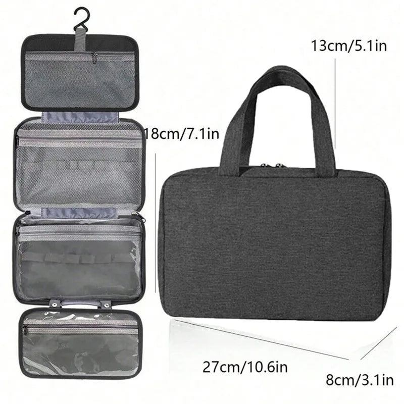 Trousse de toilette étanche avec crochet, grand sac à main pliable, rangement pour maquillage, cosmétiques, rasoir, fournitures de salle de bain