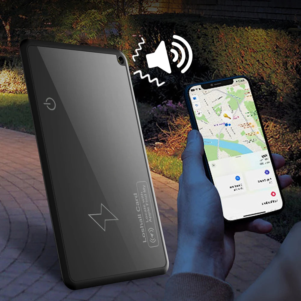Carte de suivi de portefeuille à chargement sans fil, compatible avec l'application Apple Find My, localisateur d'objets pour étiquette de bagage, sac à main, passeport