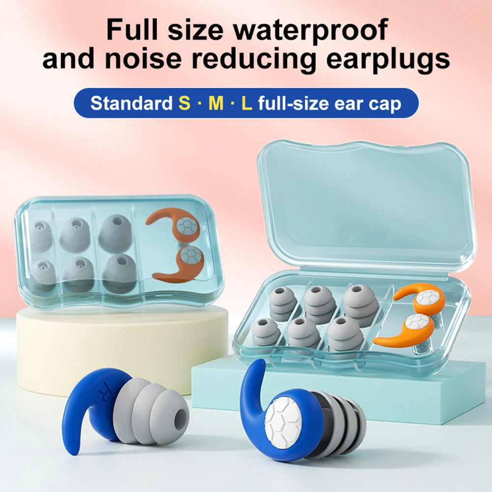 Bouchons d'oreilles anti-bruit à 3 couches, en silicone, lavables, pour la douche